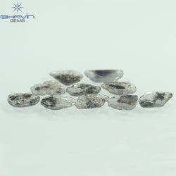 3.64 CT/10 個のスライス形状天然ダイヤモンド ソルト アンド ペッパー カラー I3 クラリティ (9.10 MM)