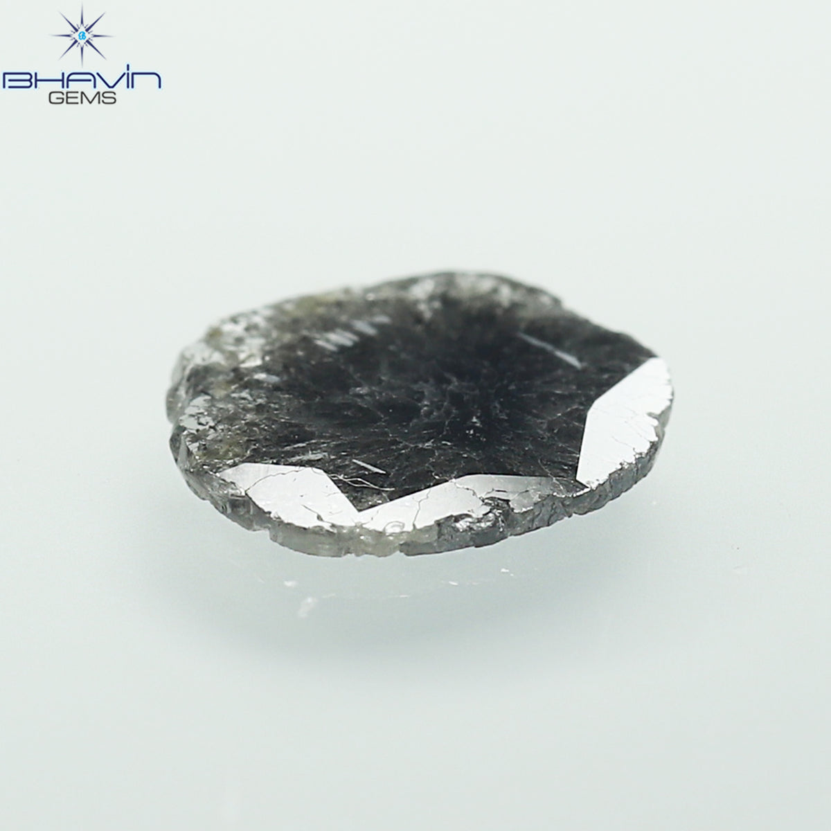 0.89 CT スライス シェイプ 天然ダイヤモンド ソルト アンド ペッパー カラー I3 クラリティ (9.81 MM)