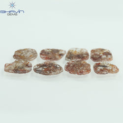 5.09 CT/8 Pcs Slice Shape Natural Loose Diamond Brown Color I3 Clarity (9.26 MM)