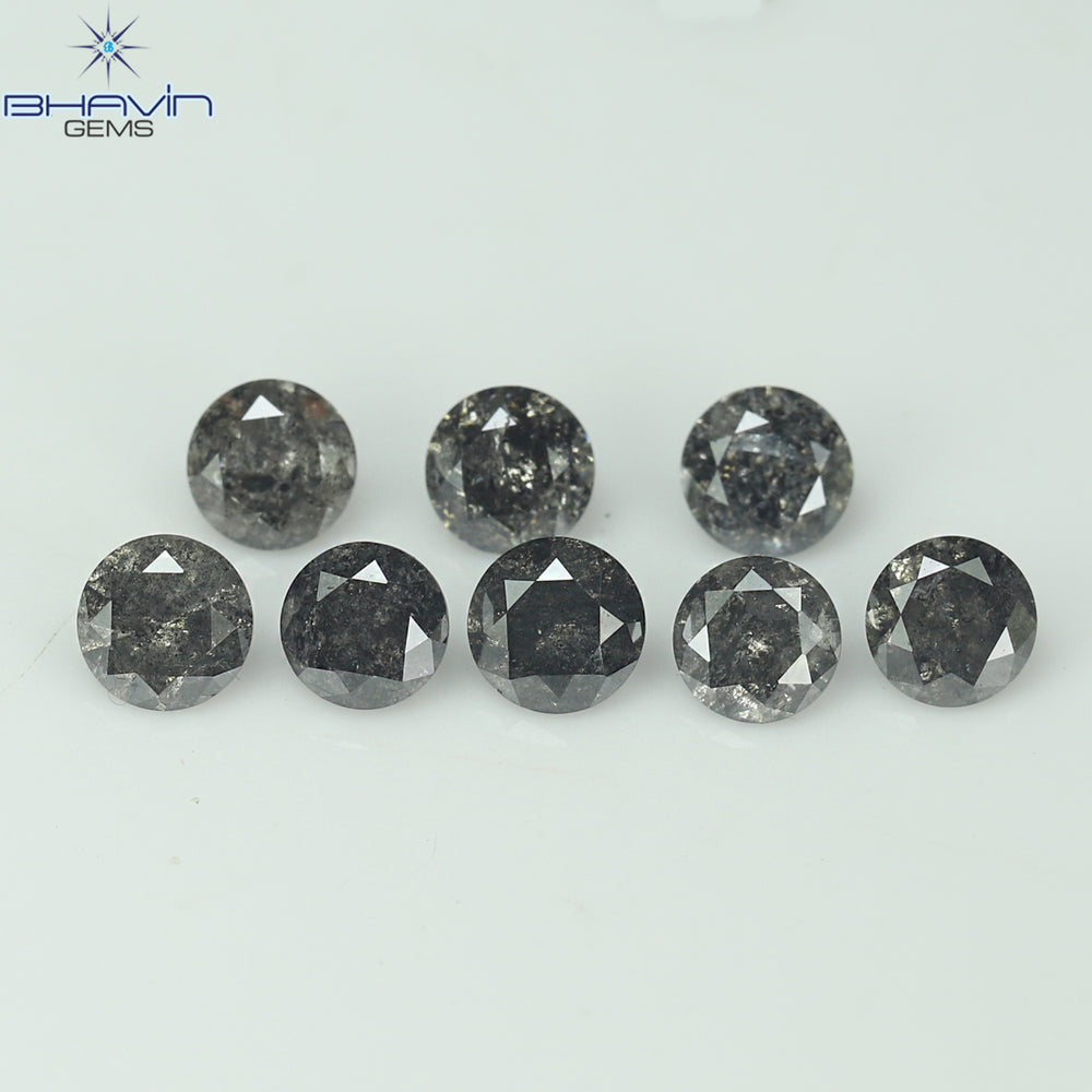 1.84 CT/8 Pcs Round Shape Natural Loose Diamond Salt And pepper Color I3 Clarity (3.82 MM)