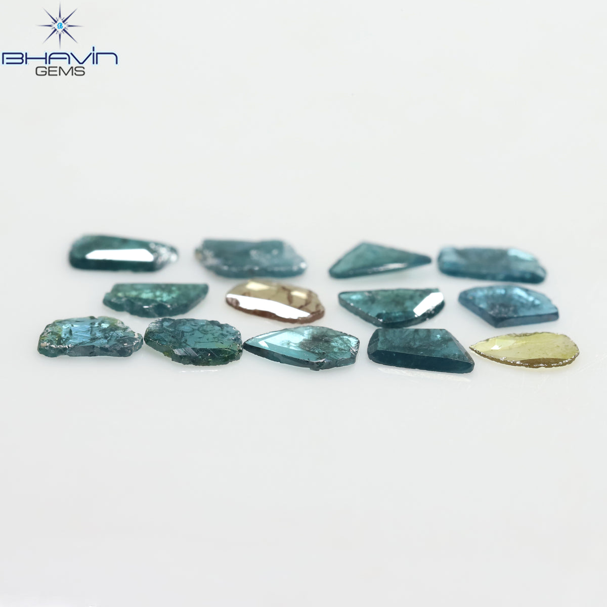 0.99 CT/13 Pcs Natural Slice Diamond Enhanced Blue Yellow Color Clarity I3 (4.73 MM)