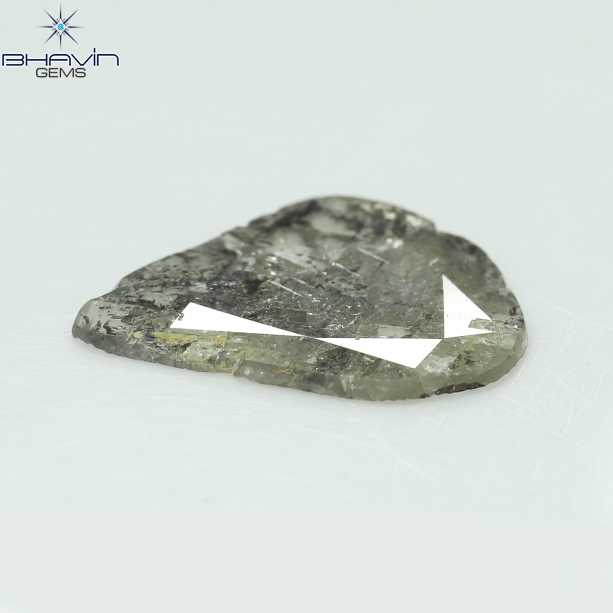 3.23 CT Natural Pear Slice Diamond Salt And Pepper Color Clarity I3 (16.28 MM)