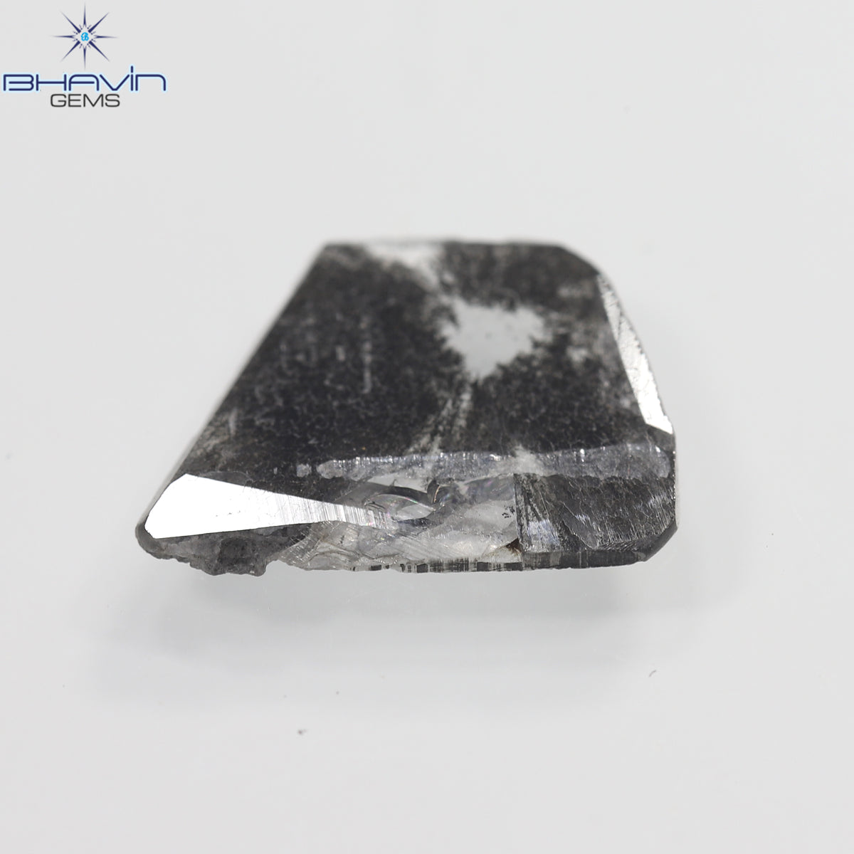 1.07 CT スライス シェイプ ナチュラル ダイヤモンド ソルト アンド ペッパー カラー I3 クラリティ (12.09 MM)