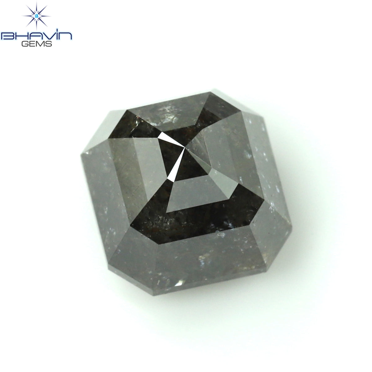 1.00 CT アッシャー シェイプ ナチュラル ダイヤモンド ソルト アンド ペッパー カラー I3 クラリティ (5.72 MM)