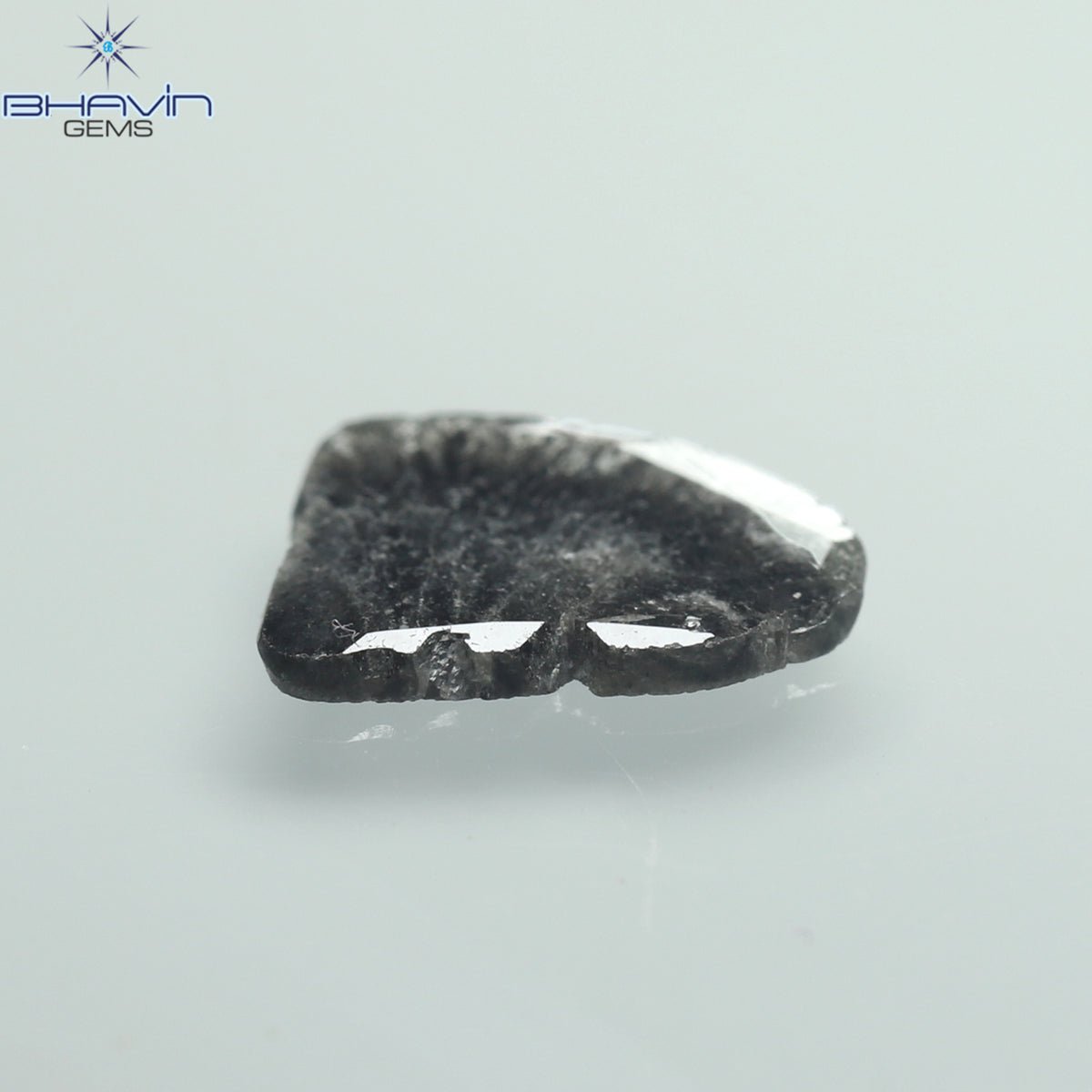 1.39 CT スライス シェイプ ナチュラル ダイヤモンド ソルト アンド ペッパー カラー I3 クラリティ (10.77 MM)