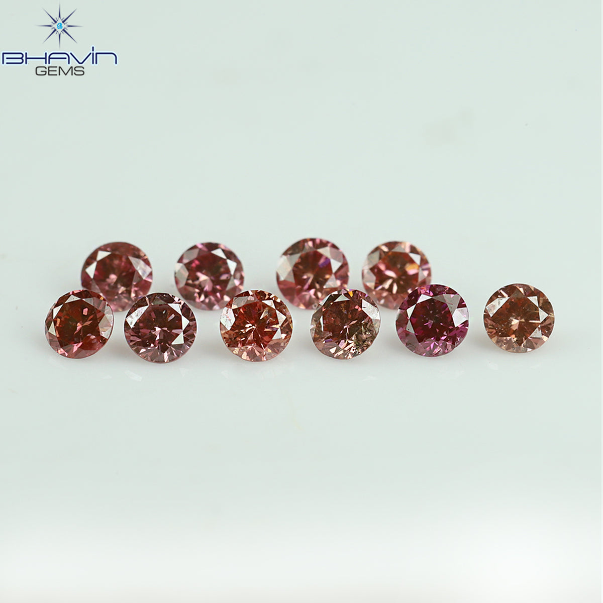0.42 CT/10 個 ラウンド シェイプ ナチュラル ルース ダイヤモンド ピンク カラー SI クラリティ (2.25 MM)