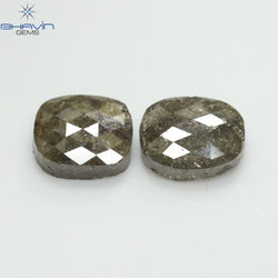 3.53 CT(2 Pcs) Cushion Shape Natural Diamond Brown Color I3 Clarity (7.97 MM)