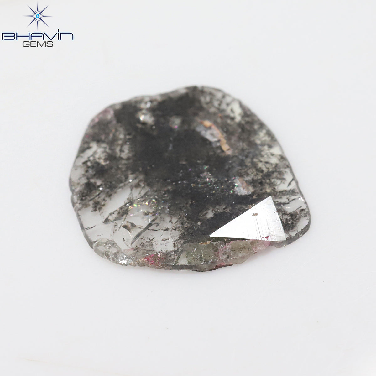 3.67 CT ペア スライス シェイプ ナチュラル ダイヤモンド ソルト アンド ペッパー カラー I3 クラリティ (17.07 MM)