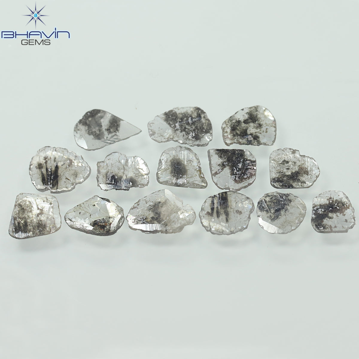 3.11 CT (14 Pcs) Slice Natural Diamond Salt And Pepper Color Clarity I3 (7.85 MM)