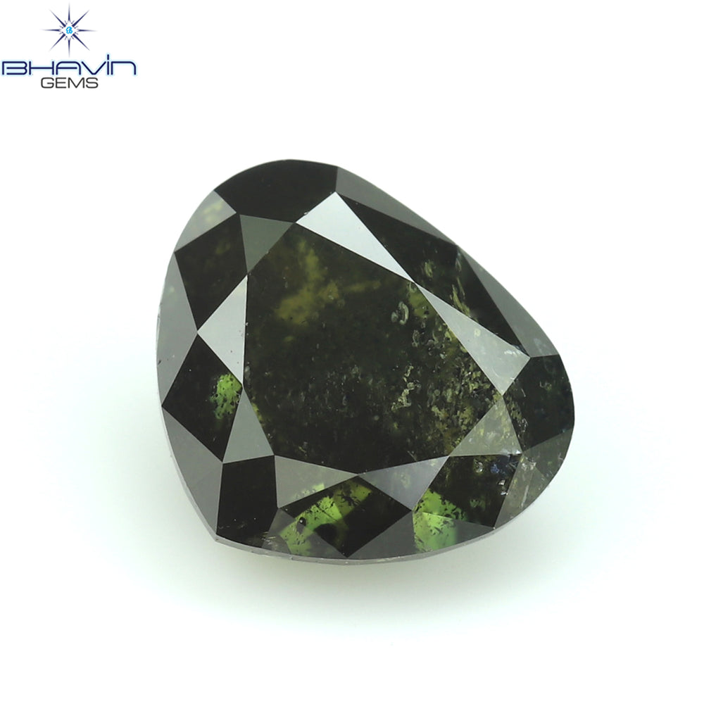 1.06 CT Heart Shape Natural Diamond Enhanced Green Color I2 Clarity (5.48 MM)