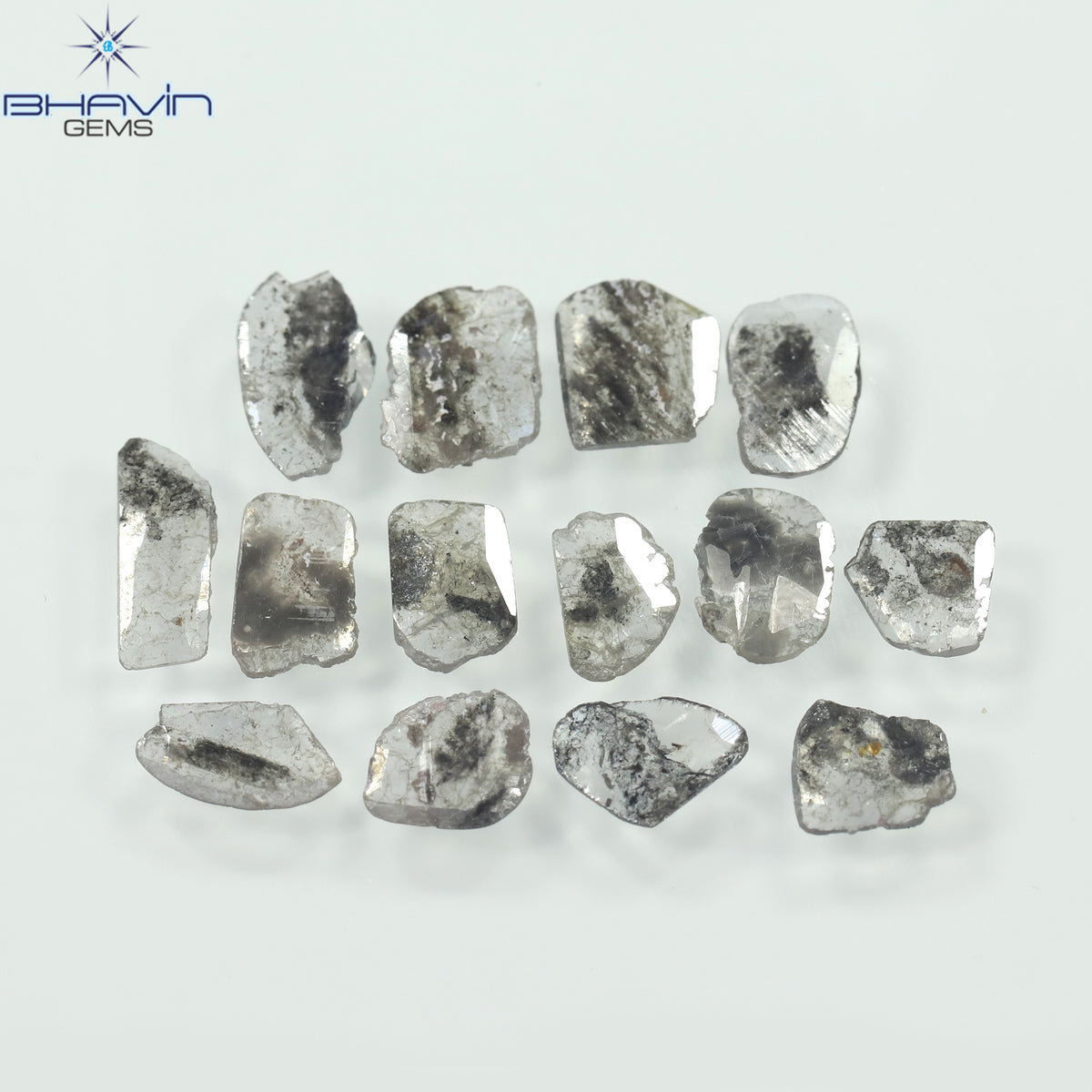 2.60 CT (14 Pcs) Slice Natural Diamond Salt And Pepper Color Clarity I3 (7.98 MM)