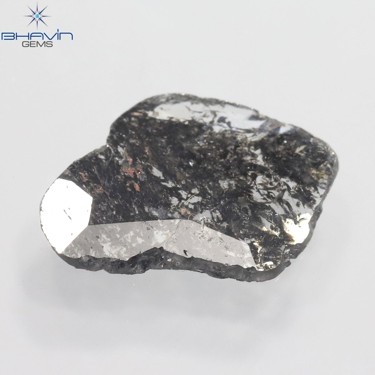 1.04 CT スライス シェイプ ナチュラル ダイヤモンド ソルト アンド ペッパー カラー I3 クラリティ (11.80 MM)