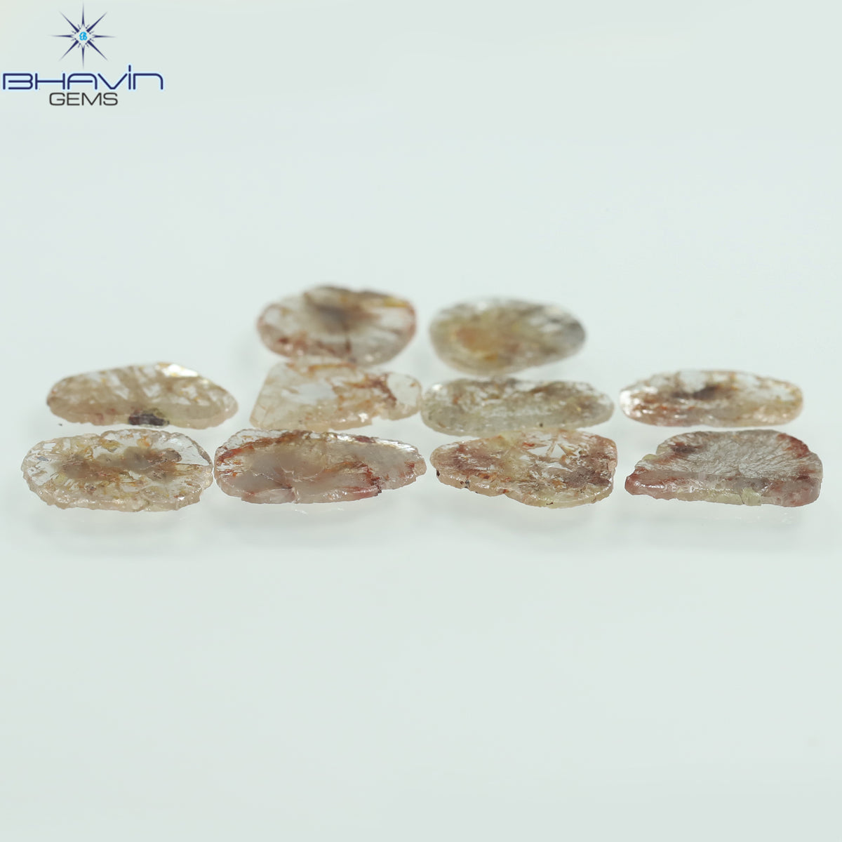 3.81 CT/10 ピース スライス シェイプ ナチュラル ルース ダイヤモンド ブラウン カラー I3 クラリティ (9.41 MM)