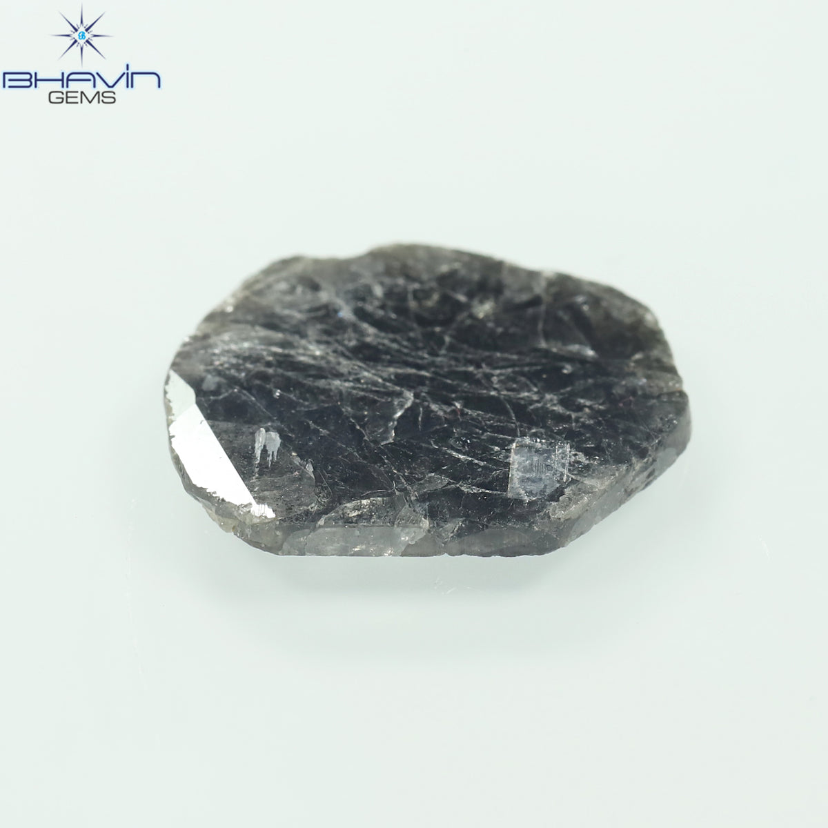 5.70 CT スライス シェイプ ナチュラル ダイヤモンド ソルト アンド ペッパー カラー I3 クラリティ (17.50 MM)