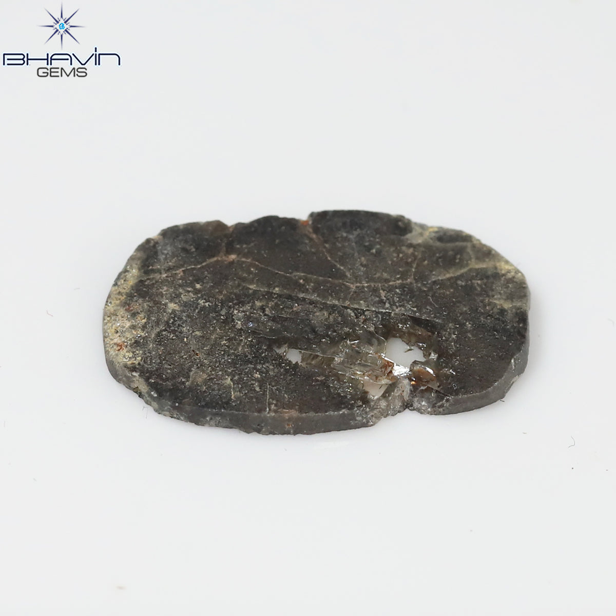 3.00 CT スライス シェイプ ナチュラル ダイヤモンド ソルト アンド ペッパー カラー I3 クラリティ (17.17 MM)