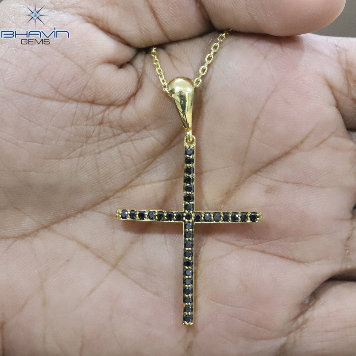 Diamond Pendant, Round Diamond, Black Diamond, Yellow Gold Pendant, Bridal Necklace, Pendant