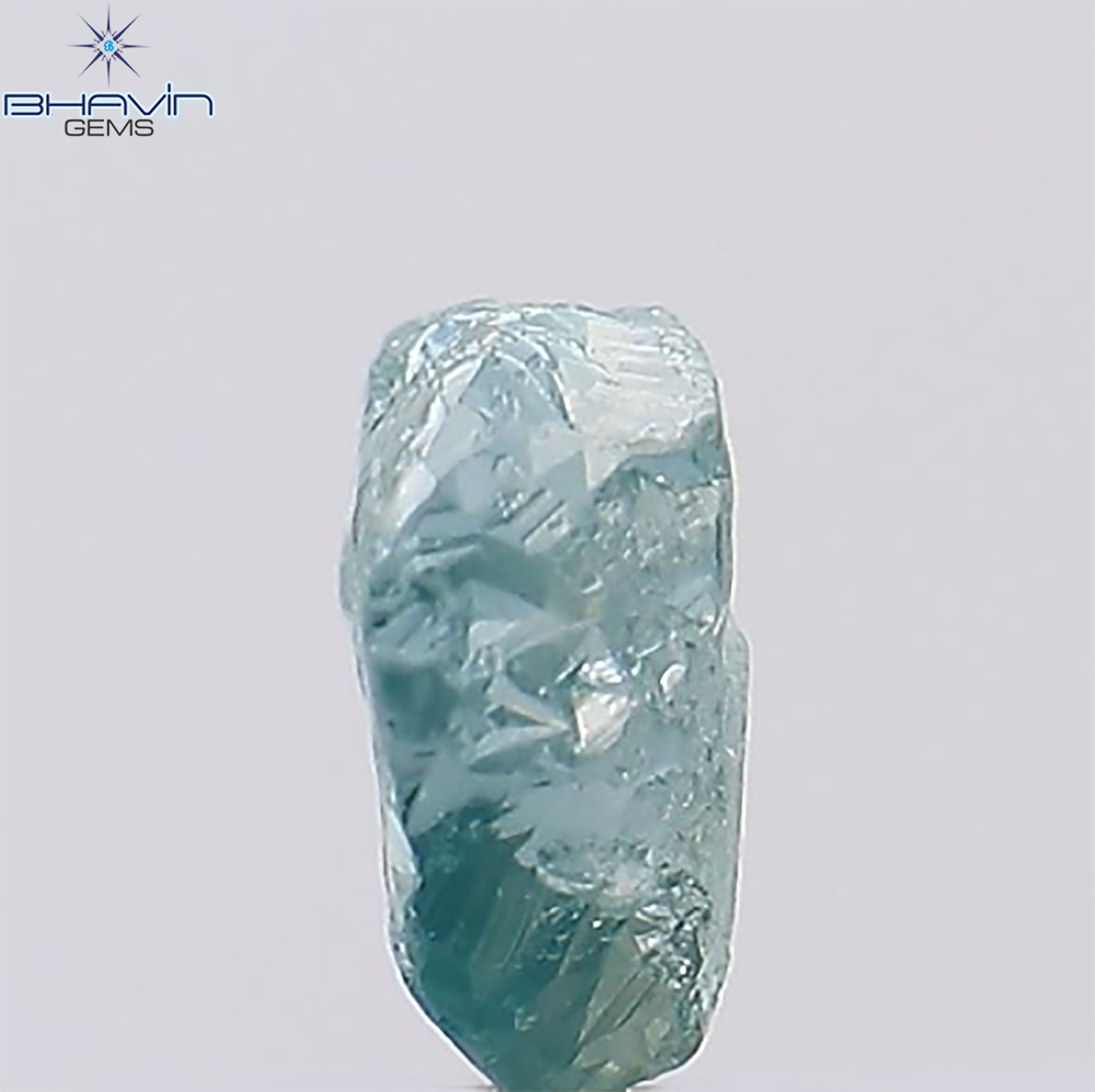 0.62 CT Rough Natural Diamond Enhanced Greenish Blue Color Clarity SI1 (5.37 MM)