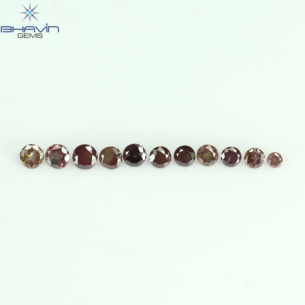 0.18 CT/11 個 ラウンド シェイプ ナチュラル ルース ダイヤモンド ピンク カラー I3 クラリティ (1.75 MM)
