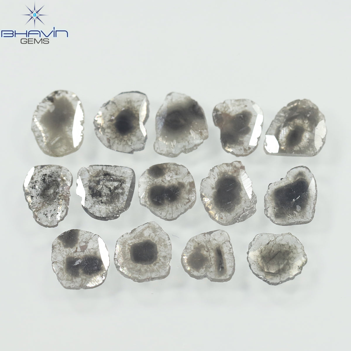 3.16 CT (14 Pcs) Slice Natural Diamond Salt And Pepper Color Clarity I3 (6.68 MM)
