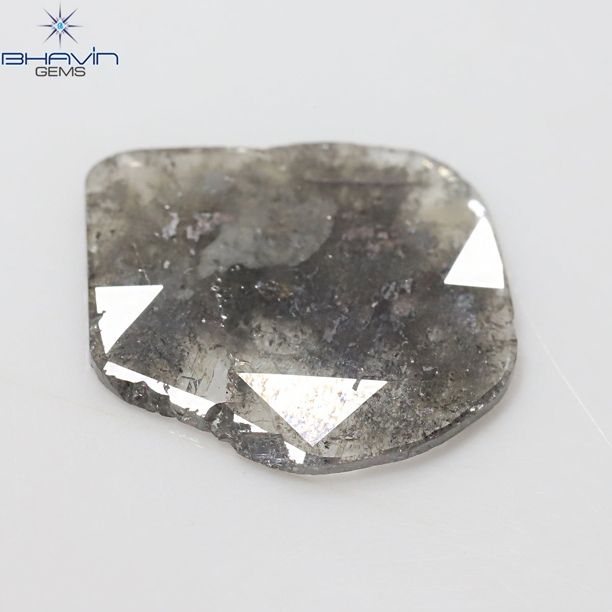 5.97 CT Natural Slice Diamond Salt And Pepper Color Clarity I3 (18.24 MM)