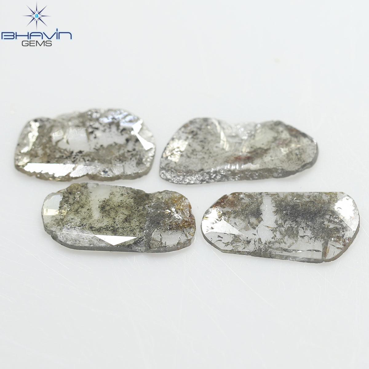 2.43 CT/4 ピース スライス形状 天然ダイヤモンド ソルト アンド ペッパー カラー I3 クラリティ (11.80 MM)