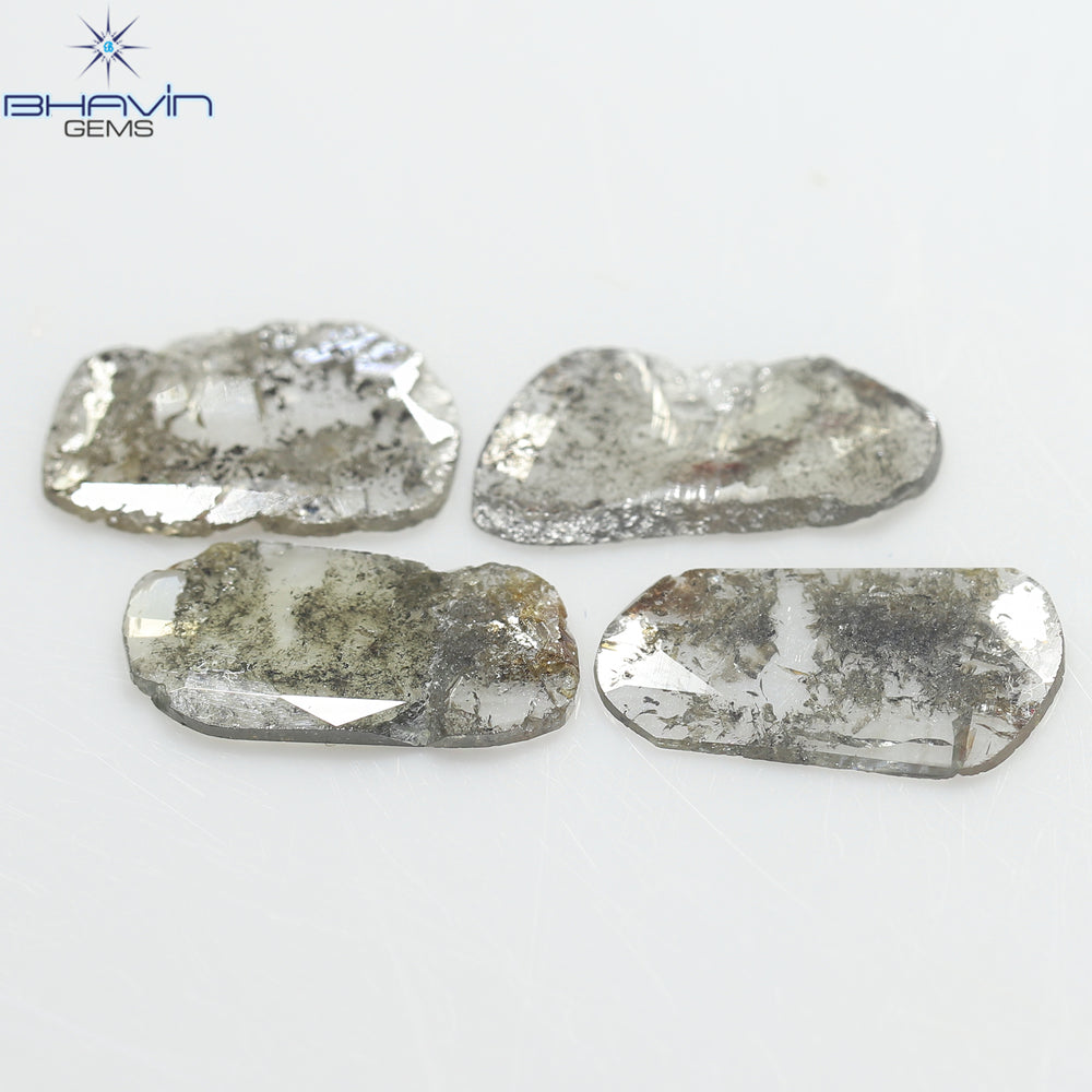 2.43 CT/4 Pcs Slice Shape Natural Diamond Salt And Pepper Color I3 Clarity (11.80 MM)