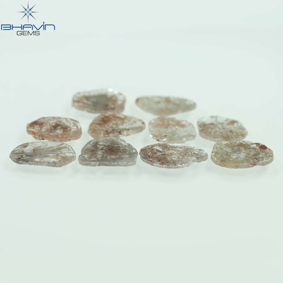 5.42 CT/10 個 スライス シェイプ ナチュラル ルース ダイヤモンド ソルト アンド ペッパー カラー I3 クラリティ (10.18 MM)