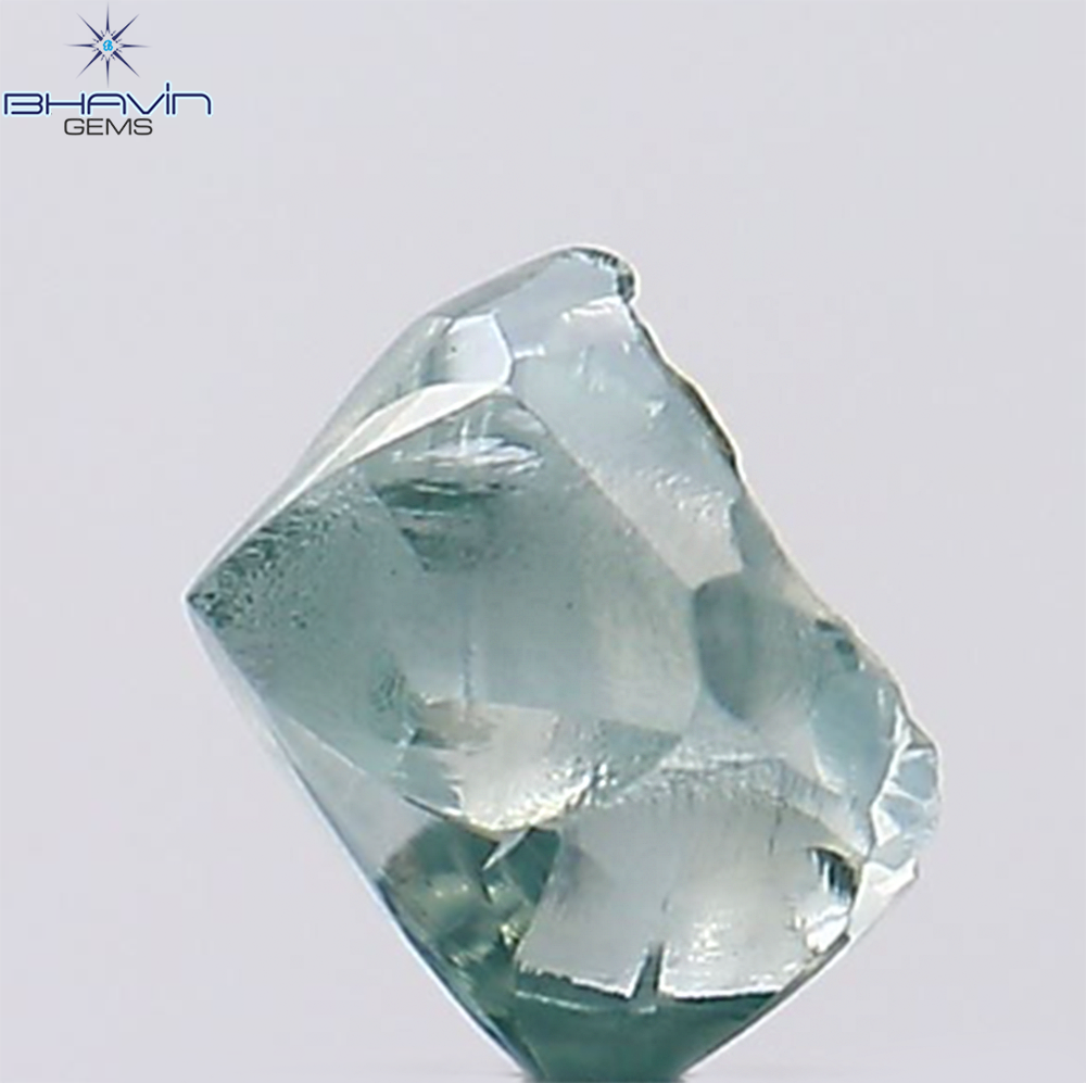 0.57 CT Rough Natural Diamond Enhanced Greenish Blue Color Clarity VS2 (4.54 MM)