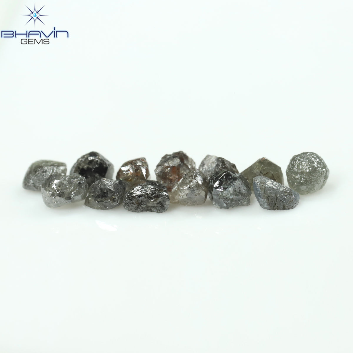 3.96 CT/13 Pcs Natural Rough Diamond Salt And Pepper Color Clarity I3 (3.78 MM)