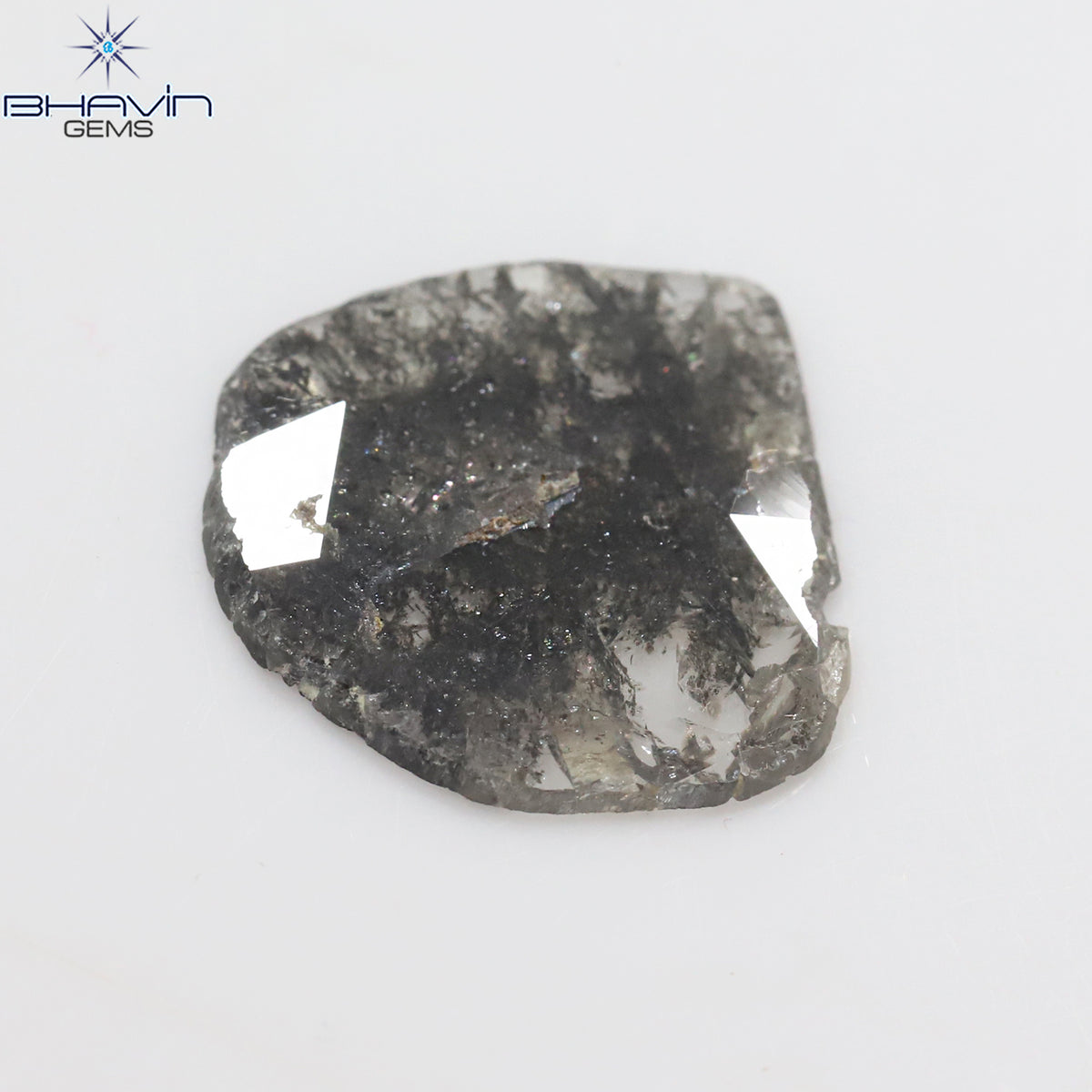 3.38 CT スライス シェイプ ナチュラル ダイヤモンド ソルト アンド ペッパー カラー I3 クラリティ (15.37 MM)