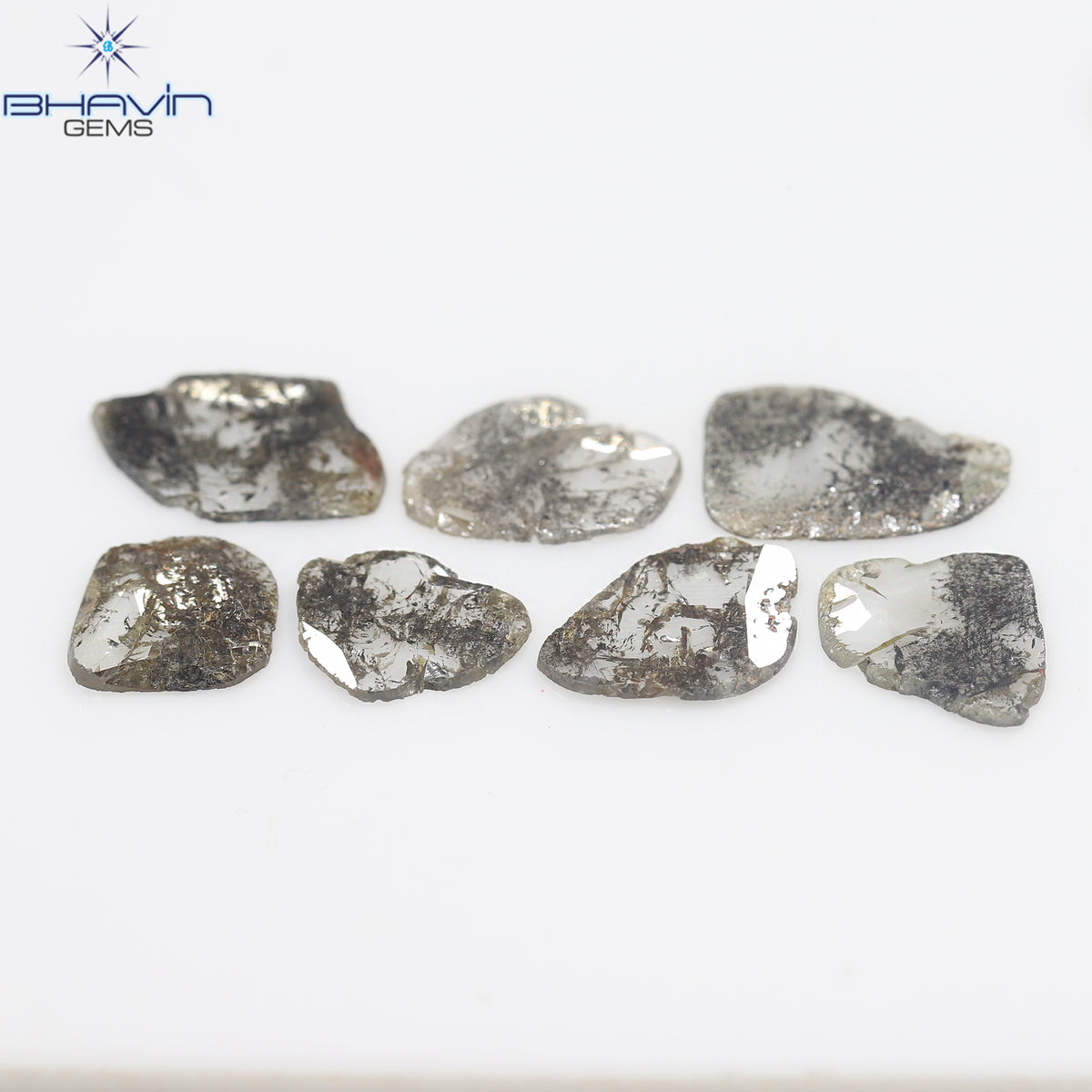 2.23 CT (7 Pcs) Slice Natural Diamond Salt And Pepper Color Clarity I3 (9.06 MM)