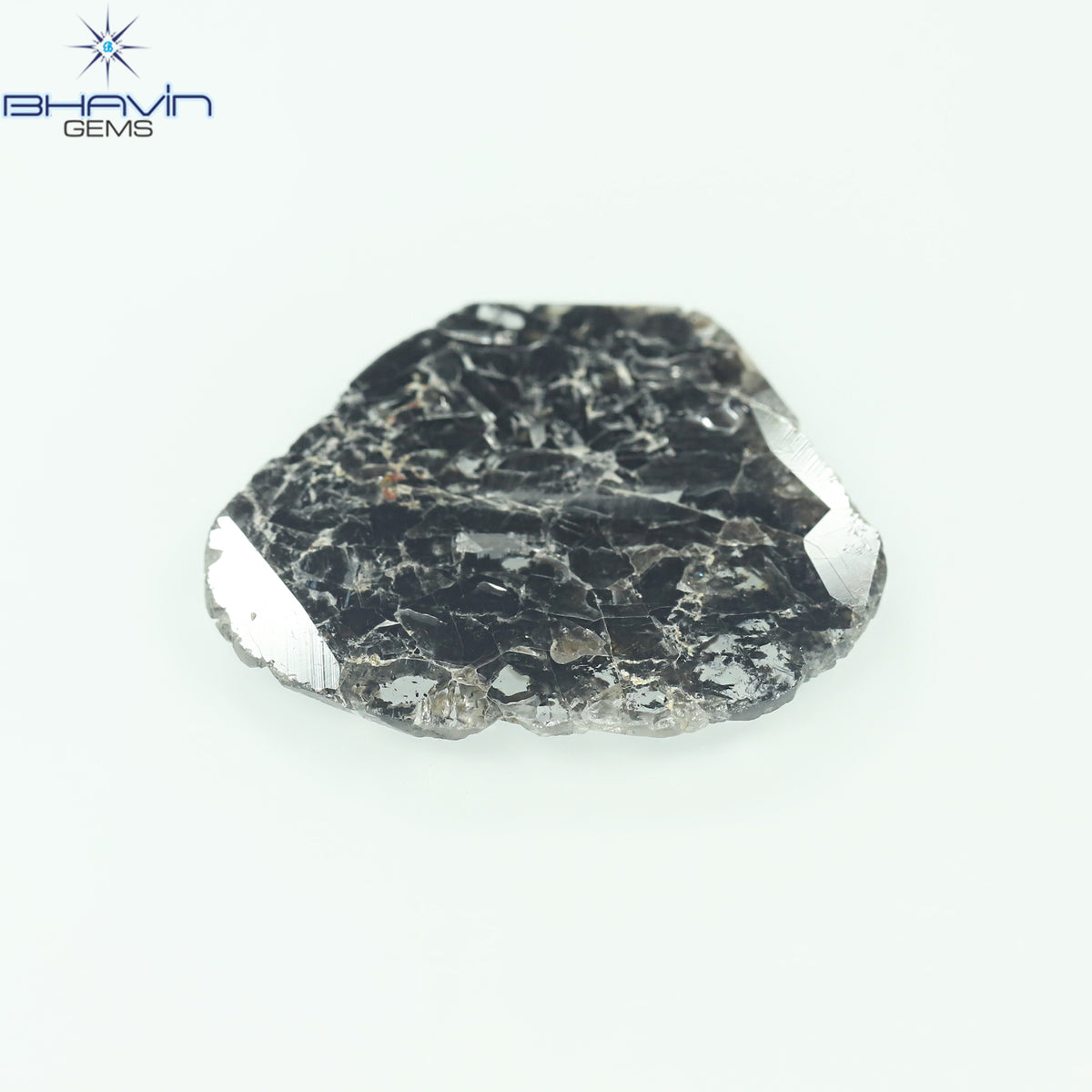 8.36 CT スライス シェイプ ナチュラル ダイヤモンド ソルト アンド ペッパー カラー I3 クラリティ (25.00 MM)