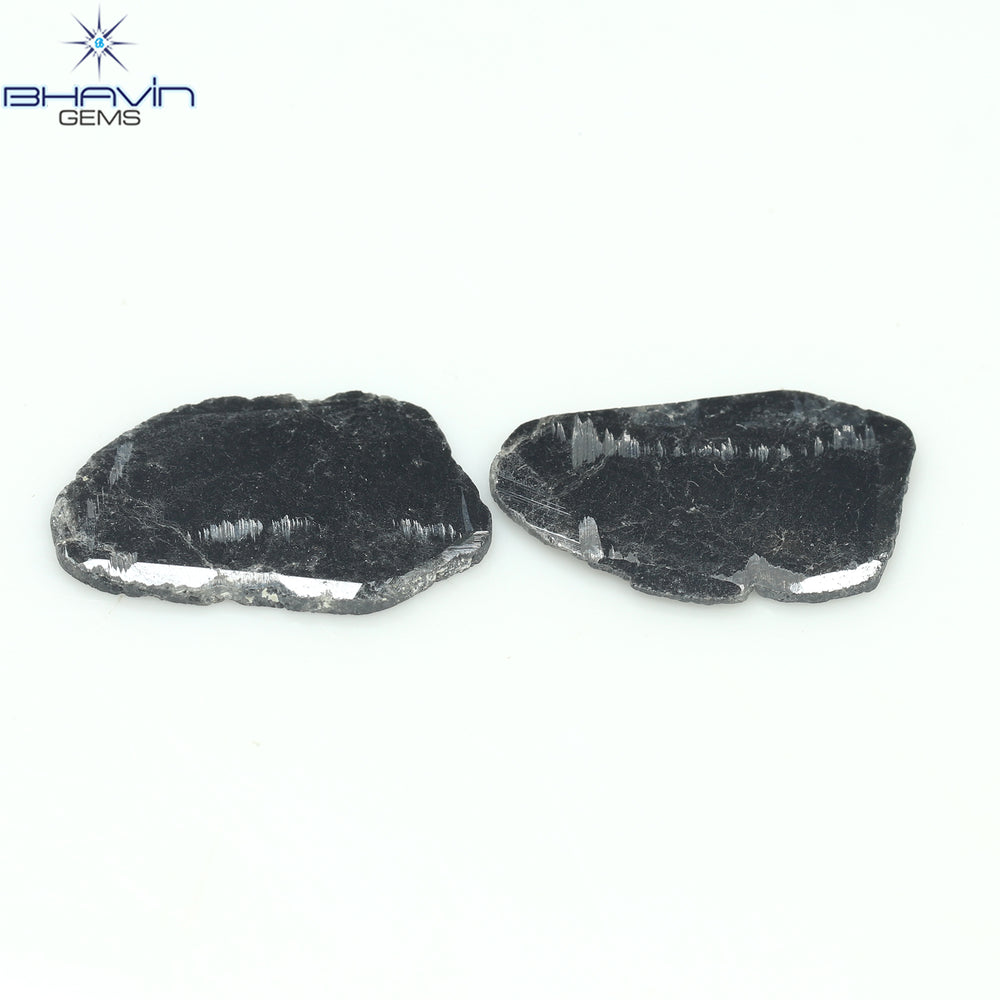 2.54 CT/2 ピース スライス シェイプ ナチュラル ダイヤモンド ブラック カラー I3 クラリティ (13.15 MM)
