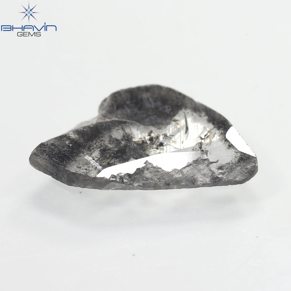 1.39 CT スライス形状 天然ダイヤモンド ソルト アンド ペッパー カラー I3 クラリティ (13.50 MM)