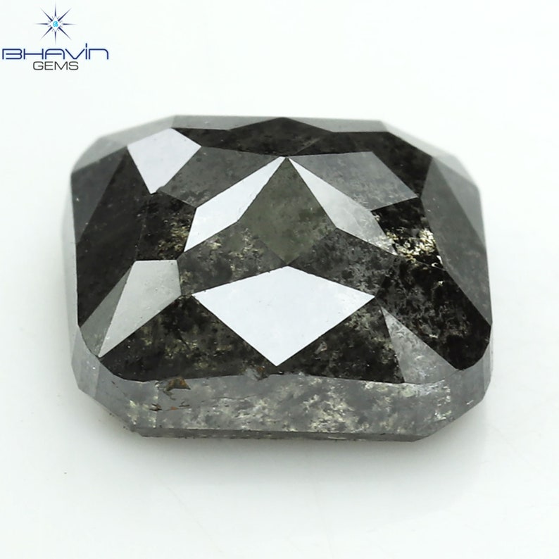 2.22 CT クッション シェイプ ソルト アンド ペッパー カラー ダイヤモンド クラリティ I3 (6.95 MM)
