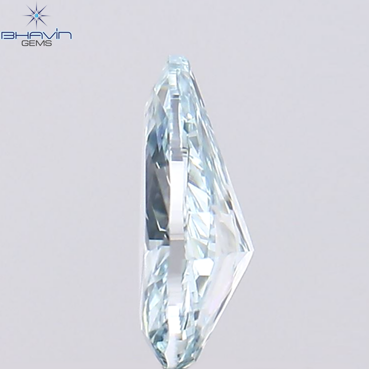 0.37 CT ペアシェイプ ナチュラル ダイヤモンド グリーンがかったブルー カラー VS1 クラリティ (6.00 MM)