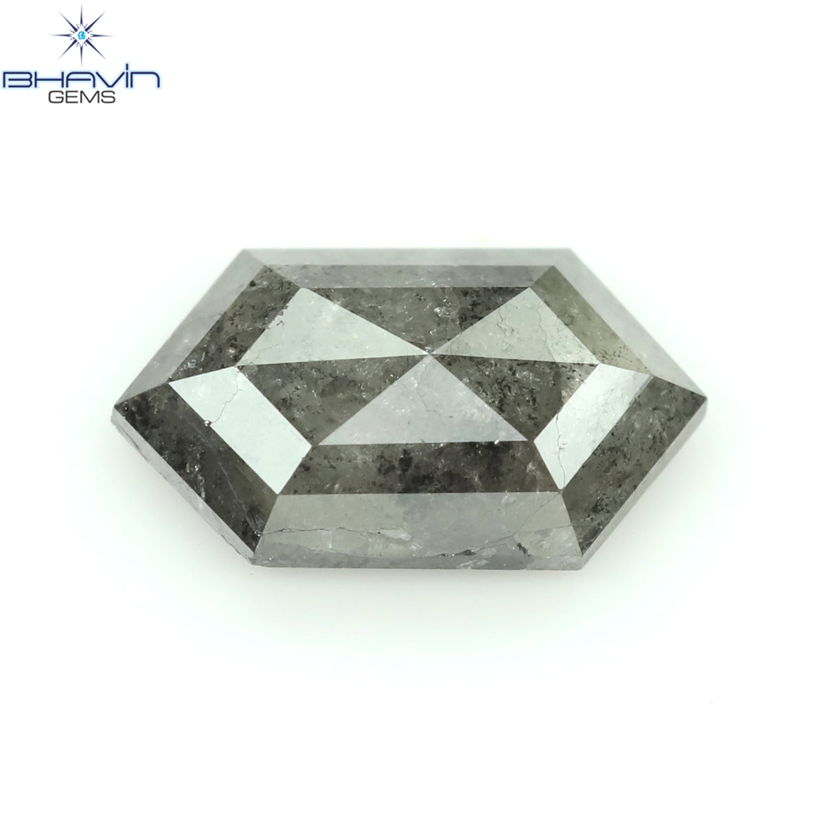 0.72 CT 六角形 天然ルース ダイヤモンド ソルト アンド ペッパー カラー I3 クラリティ (7.84 MM)