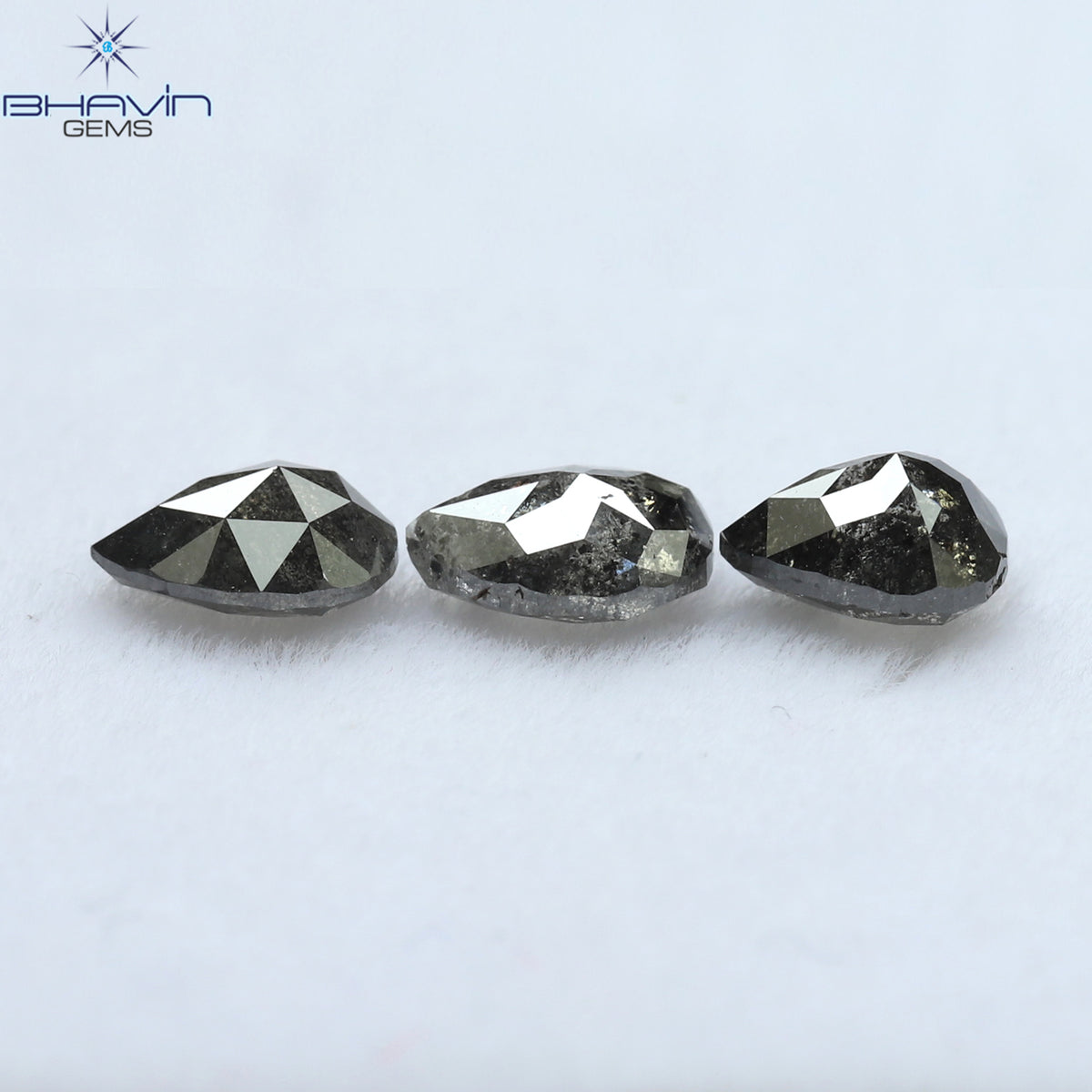 0.95 CT/3 Pcs Natural Pear Diamond Salt And Pepper Color Clarity I3 (5.02 MM)