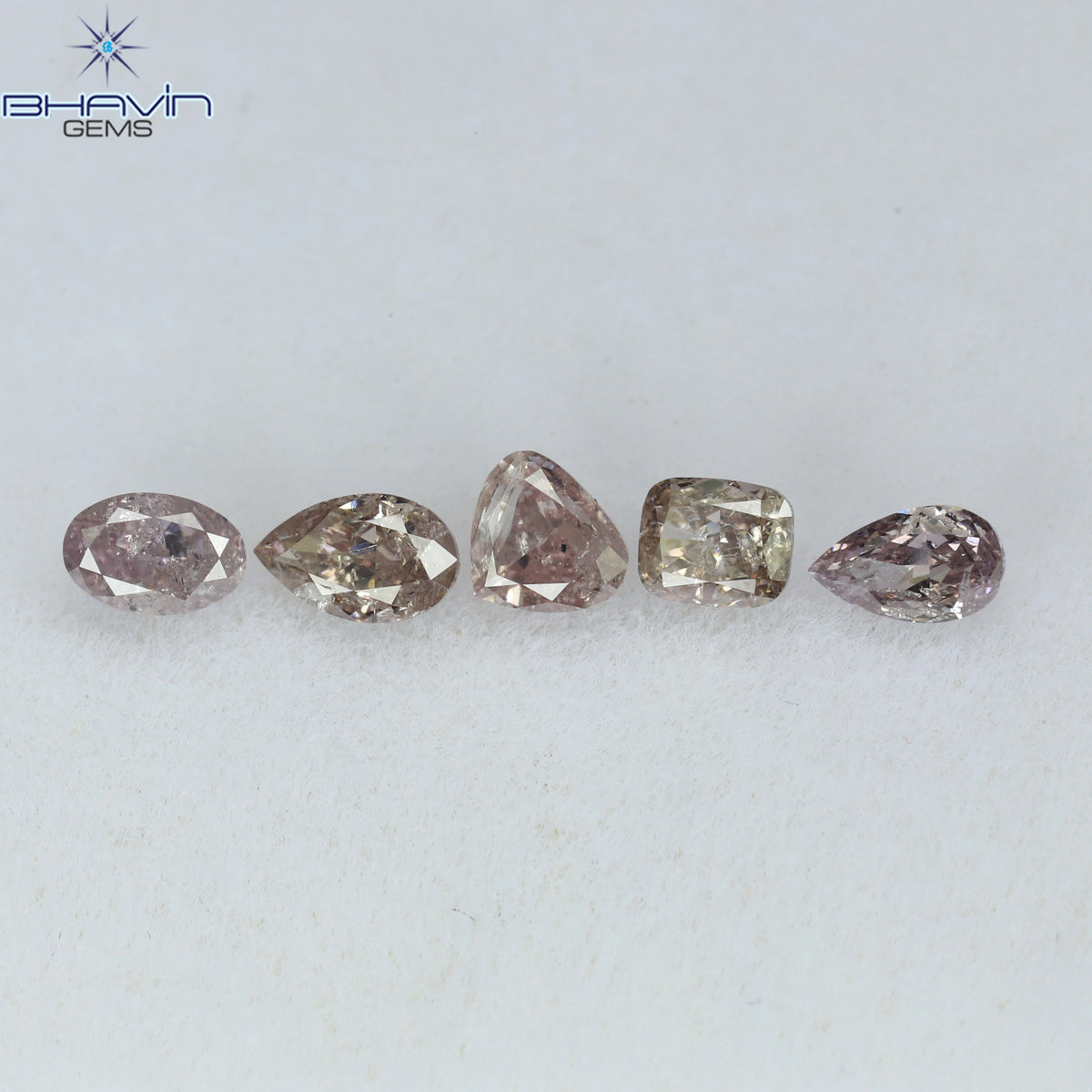 0.61 CT/5 Pcs Natural Mix Diamond Pink Color Clarity I1 (3.96 MM)