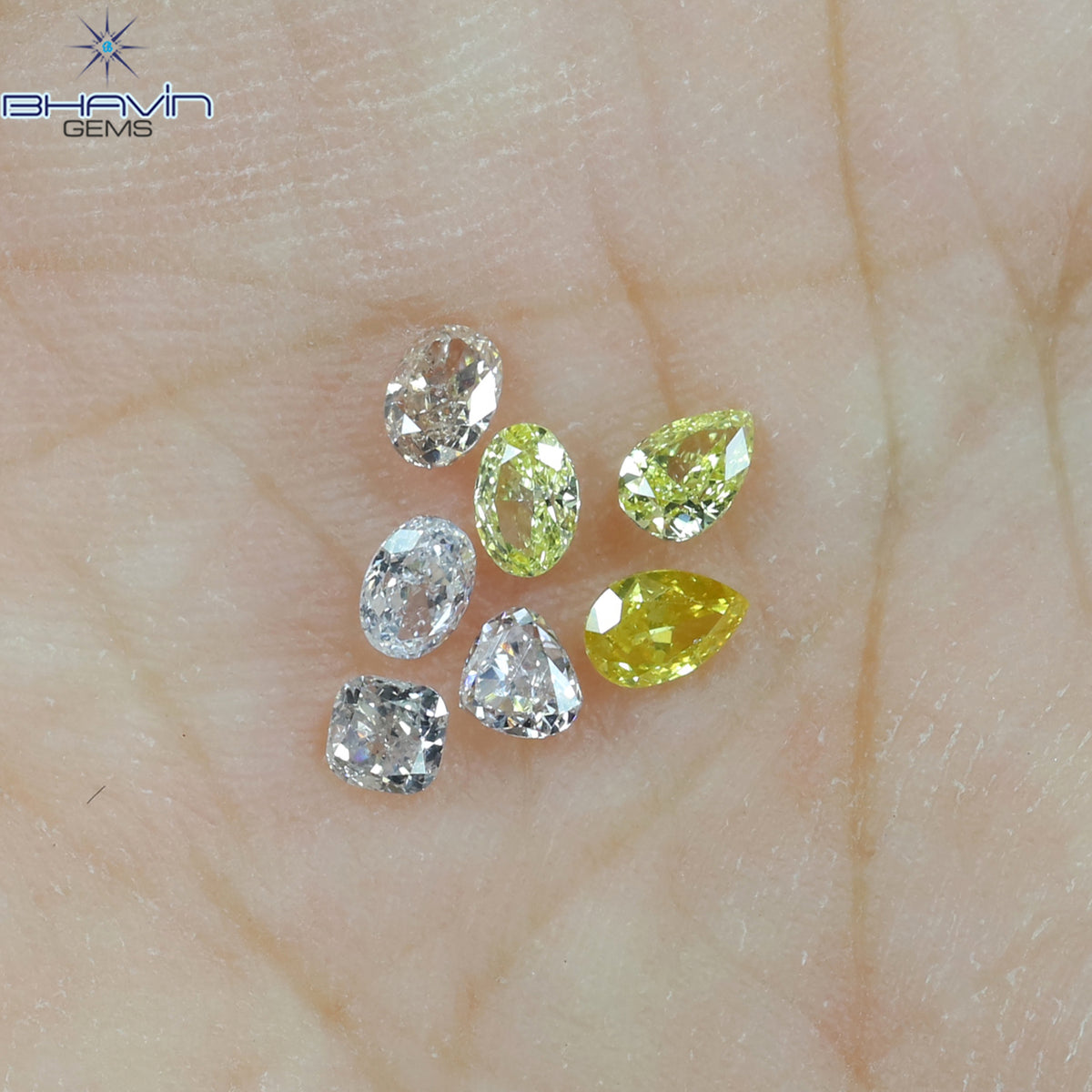 0.46 CT/7 ピース ミックス シェイプ ナチュラル ダイヤモンド ミックス カラー VS-SI クラリティ (3.12 MM)