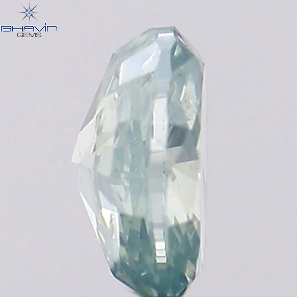 0.37 CT オーバル シェイプ ナチュラル ダイヤモンド グリーンがかったブルー カラー SI1 クラリティ (5.36 MM)