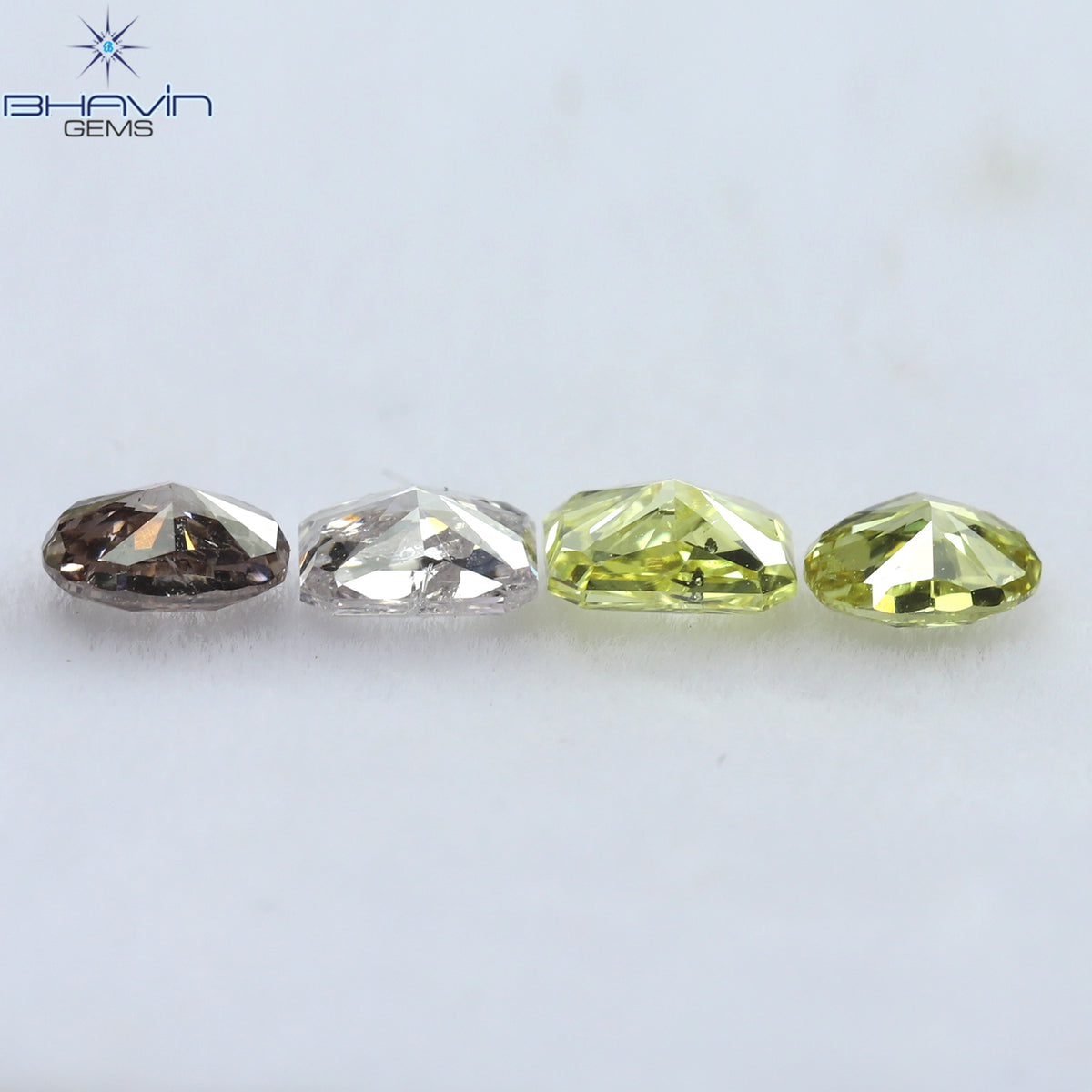 0.74 CT/4 ピース ミックス シェイプ ナチュラル ダイヤモンド ピンク イエロー カラー VS-SI クラリティ (3.80 MM)