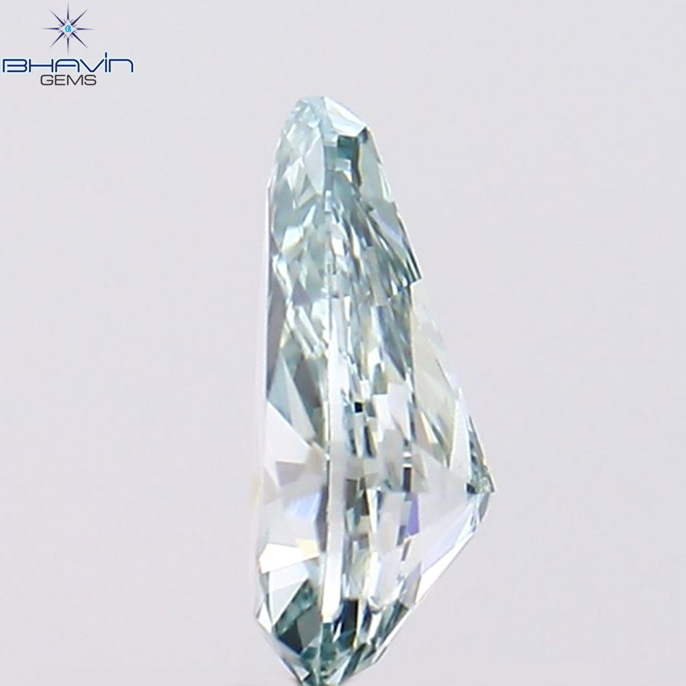 0.40 CT ペアシェイプ ナチュラル ダイヤモンド ブルーイッシュ グリーン カラー VS1 クラリティ (6.13 MM)