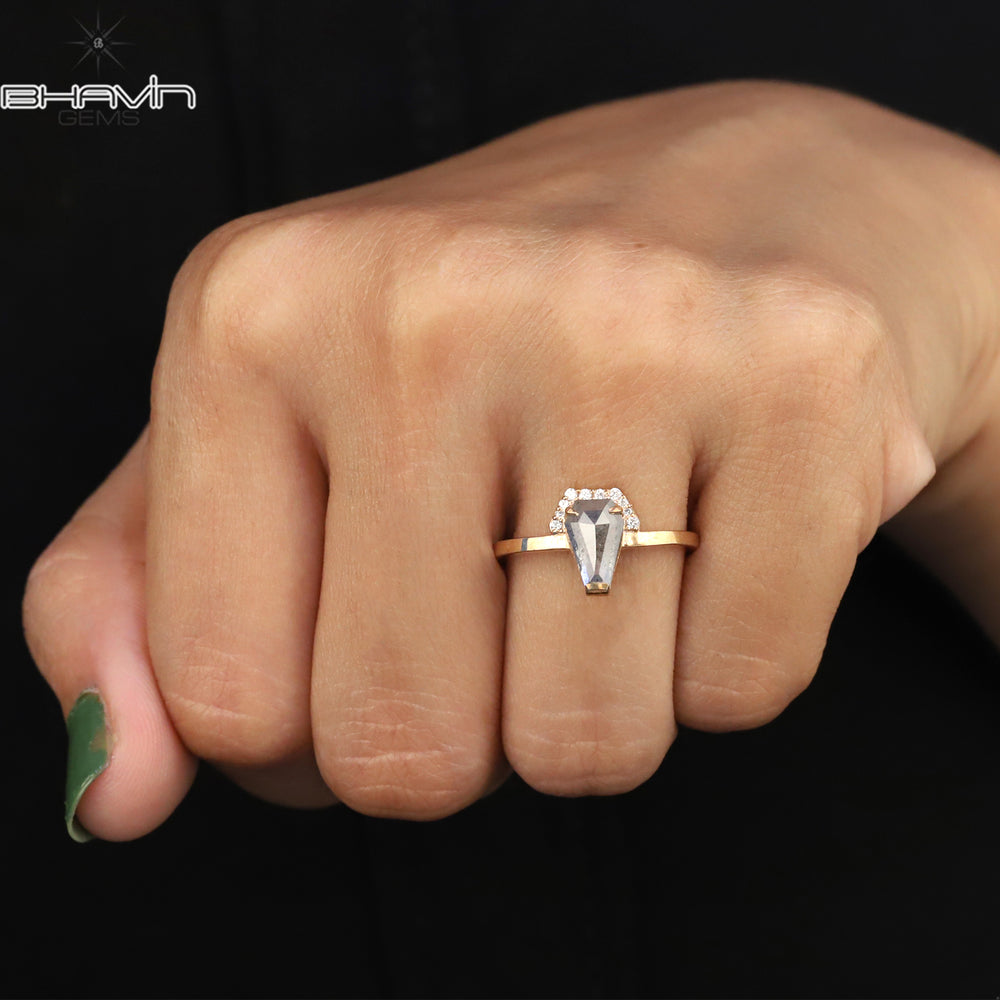 コフィン ダイヤモンド ソルト アンド ペッパー ダイヤモンド 天然ダイヤモンド リング ゴールド リング 婚約指輪