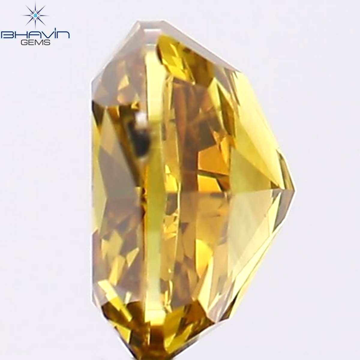 0.95 CT Natural Cushion Diamond Enhanced Orange Color Clarity SI1 (5.96 MM)
