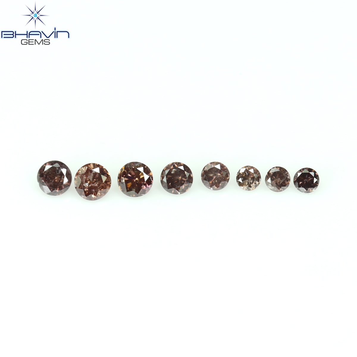 0.11 CT/8 Pcs Natural Round Diamond Enhanced Brown Pink Color Clarity I1 (1.70 MM)