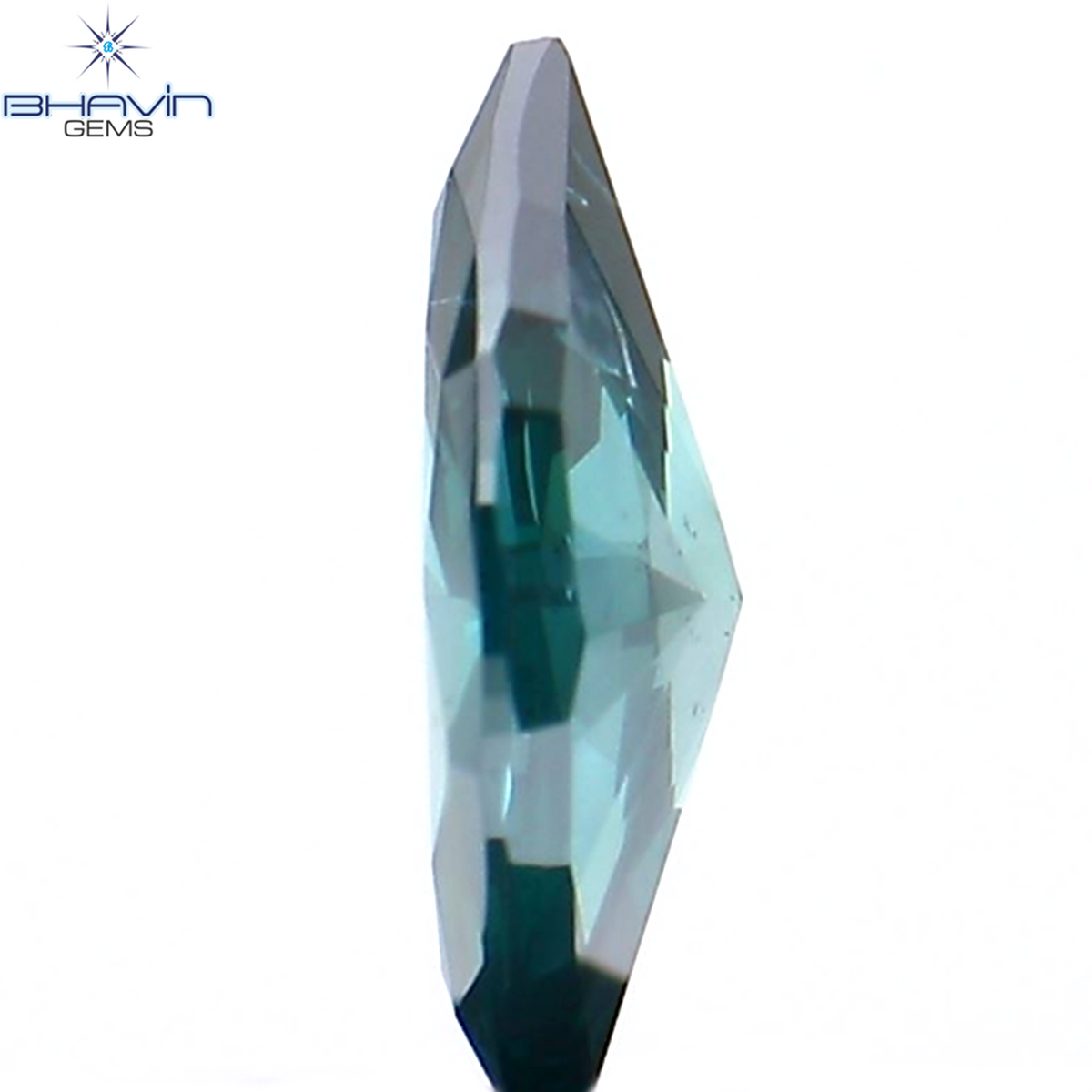 0.11 CT マーキス シェイプ ナチュラル ダイヤモンド グリーンがかったブルー カラー VVS1 クラリティ (4.91 MM)