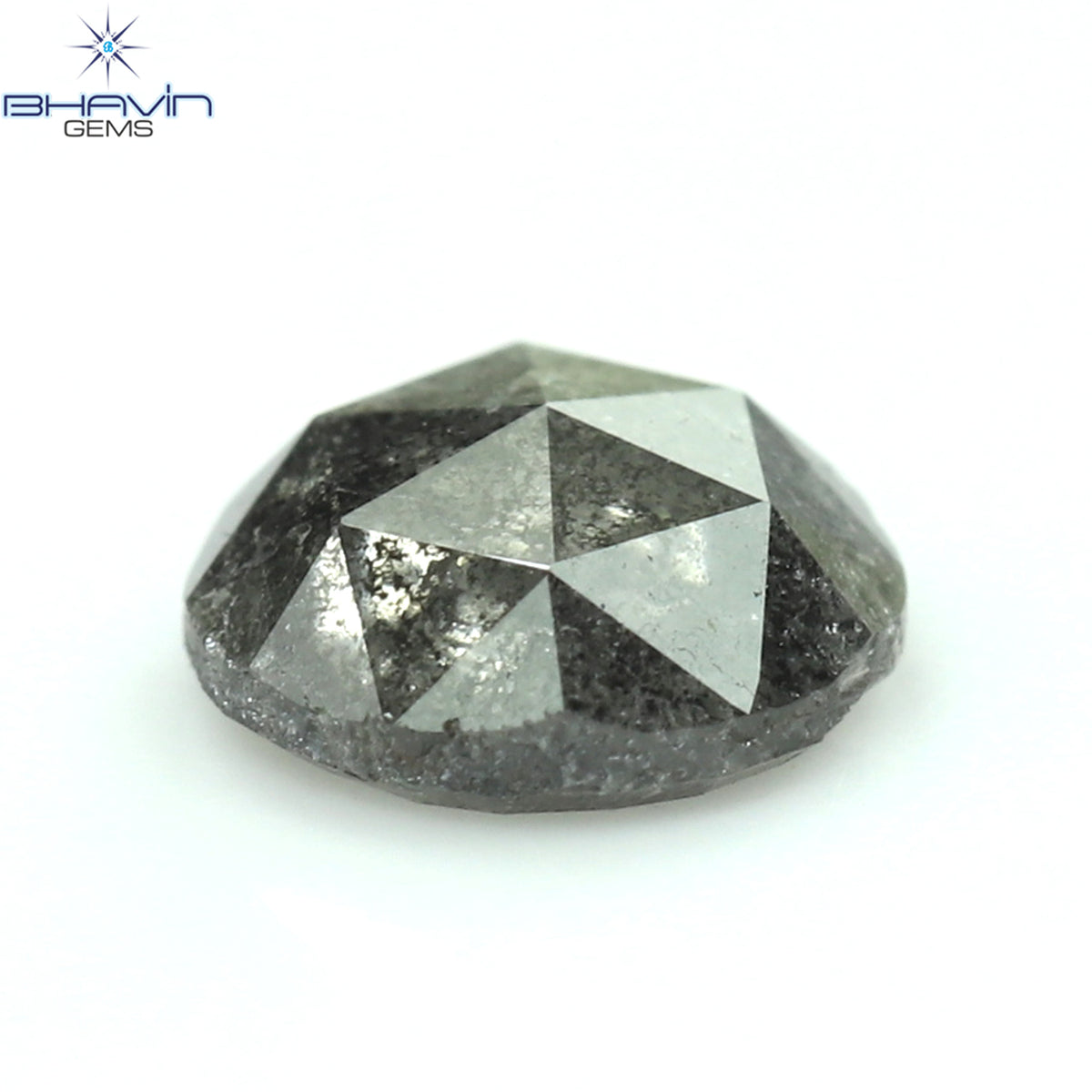 0.65 CT ラウンド ローズ カット シェイプ 天然ダイヤモンド ソルト アンド ペッパー カラー I3 クラリティ (5.56 MM)