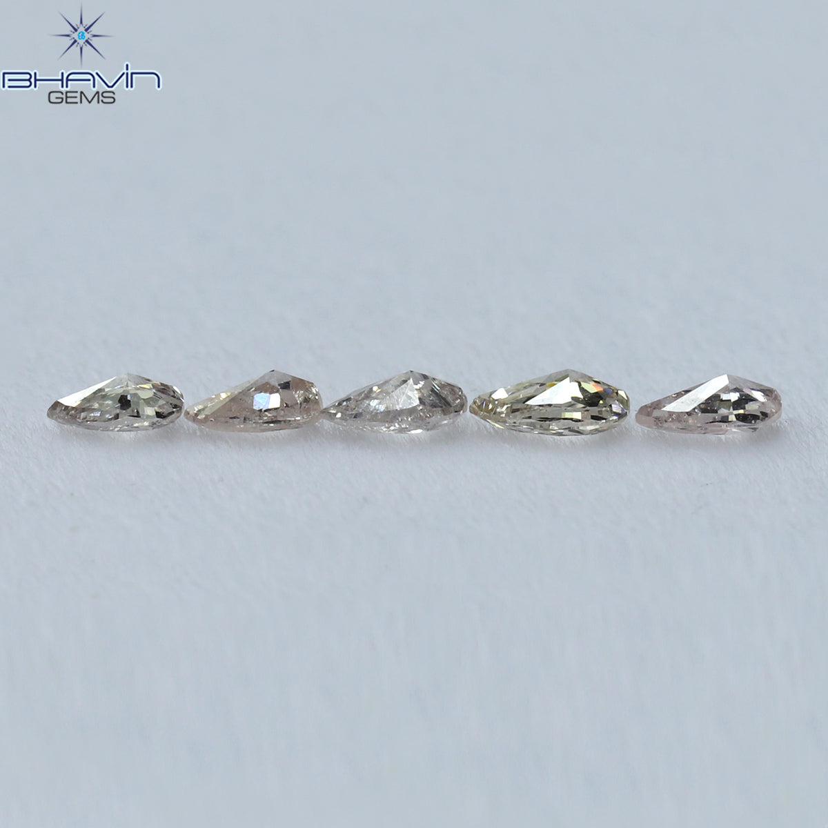 0.61 CT/6 ピース ペアシェイプ ナチュラル ダイヤモンド ミックス カラー VS2 クラリティ (3.97 MM)