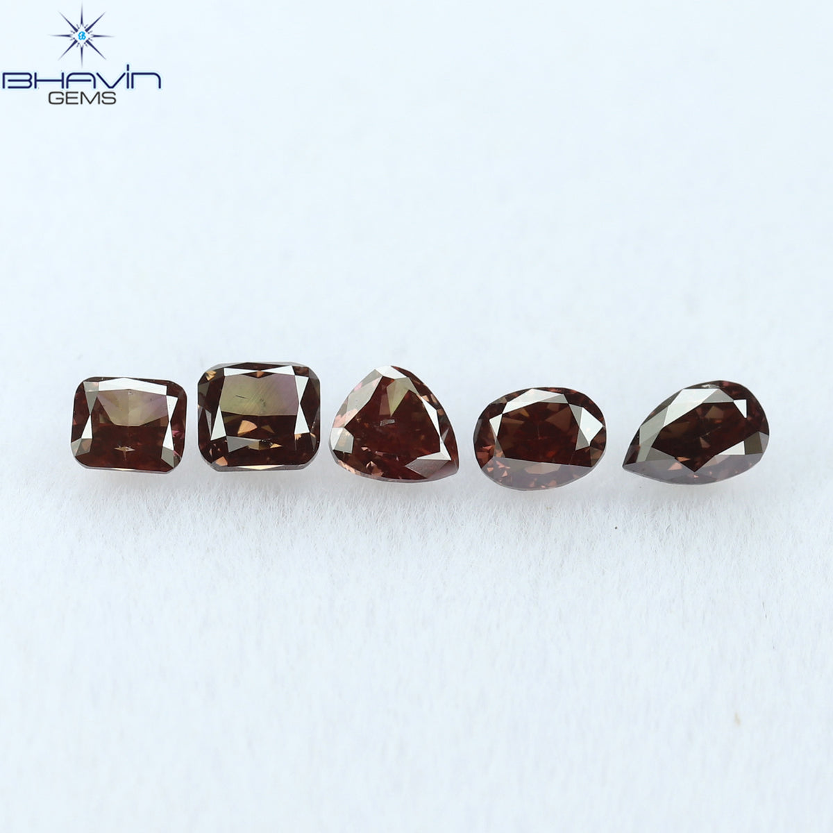 0.60 CT/5 個 ミックス シェイプ ナチュラル ルース ダイヤモンド ピンク カラー SI1 クラリティ (3.66 MM)